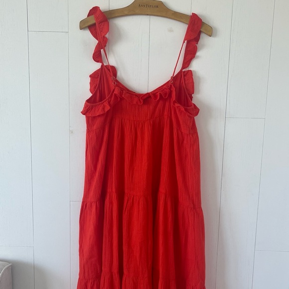 J. Crew Orange Tiered Ruffled Beach Maxi Dress Size Small - Picture 11 of 16